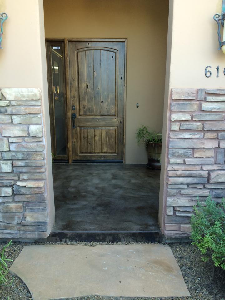 v stained concrete acid stained front patio entry